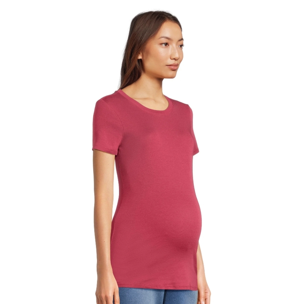 Time and Tru Maternity Ribbed Crew Neck Short Sleeve Stretchy T-Shirt Size XL